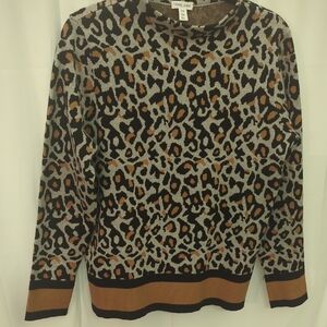 Tribal Leopard Print Mock Turtleneck Sweater Size Medium Like New Condition